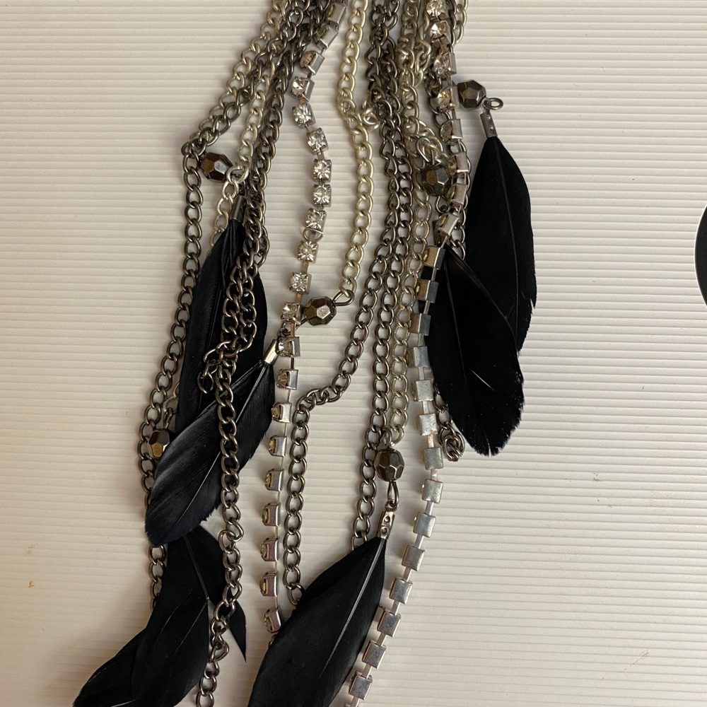 Statement Earrings Punk Feathers Chains Crystals